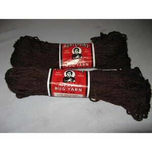 Vintage American Thread Aunt Lydia’s Heavy Rug Yarn Wood Brown Lot of 2 Skeins